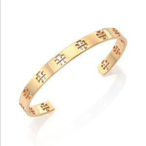 Tory Burch Logo Gold Cutout Skinny Cuff